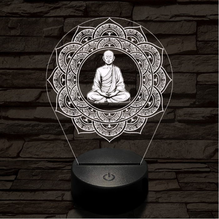 Meditáló mester 7 színű  3D led lámpa
