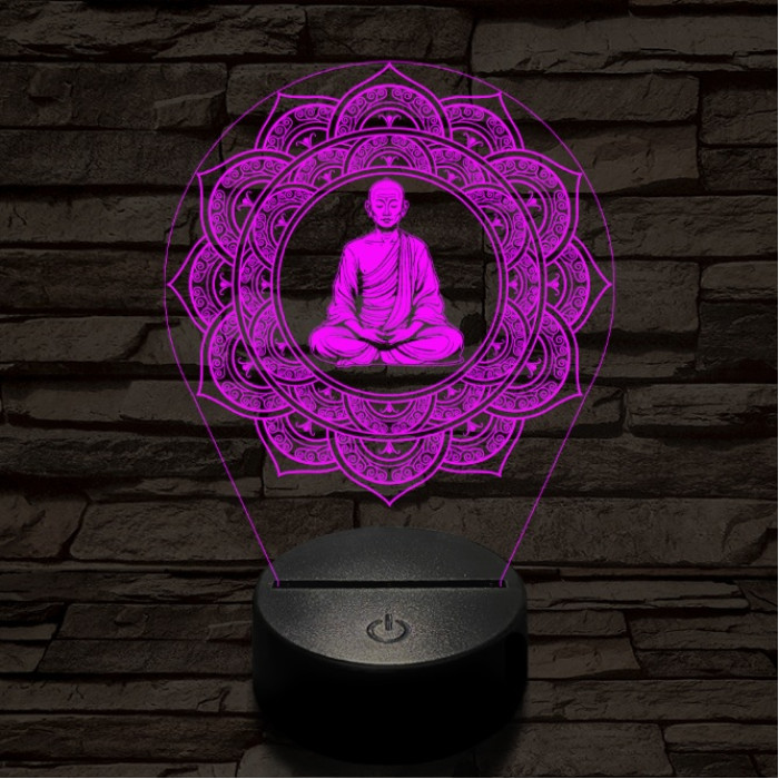 Meditáló mester 7 színű  3D led lámpa
