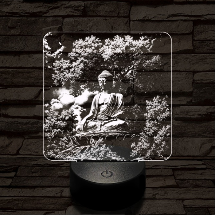 Buddha nyugalom 7 színű, színváltós, valósághű 3D led lámpa