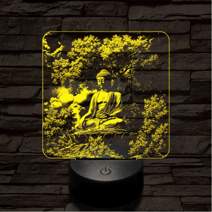 Buddha nyugalom 7 színű, színváltós, valósághű 3D led lámpa