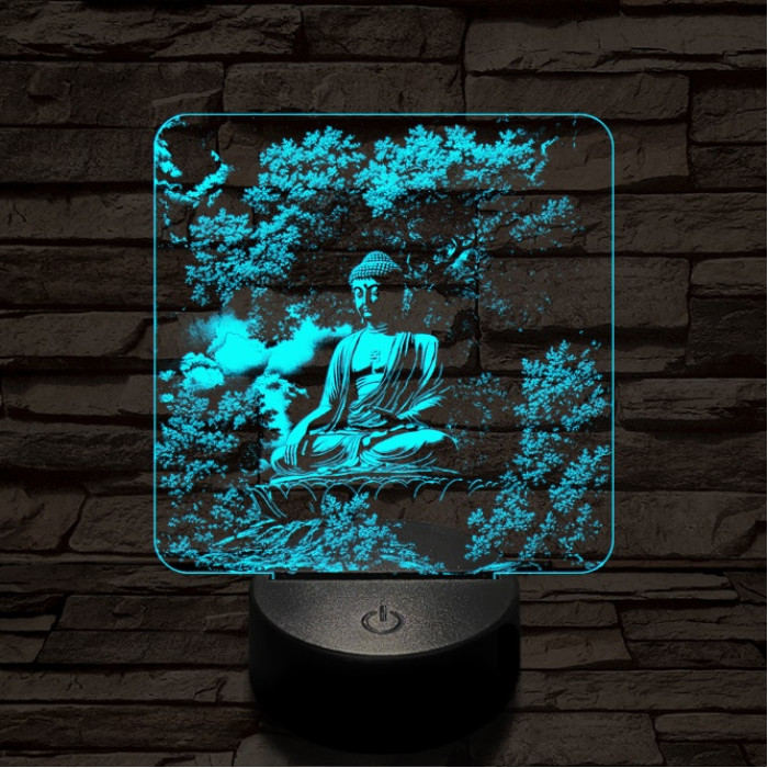 Buddha nyugalom 7 színű, színváltós, valósághű 3D led lámpa