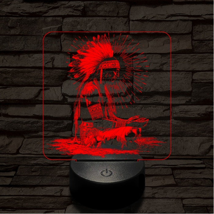 Indián rítus 7 színű, színváltós, valósághű  3D led lámpa