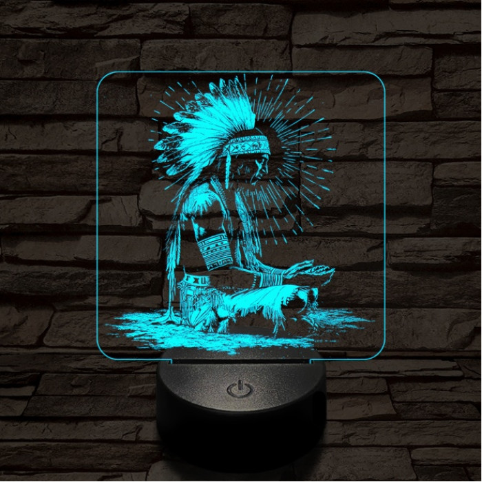 Indián rítus 7 színű, színváltós, valósághű  3D led lámpa