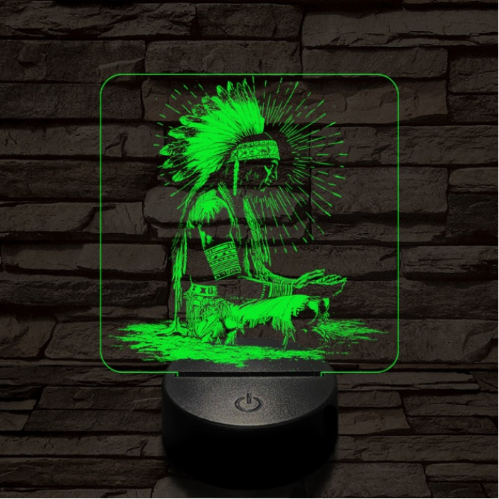 Indián rítus 7 színű, színváltós, valósághű  3D led lámpa