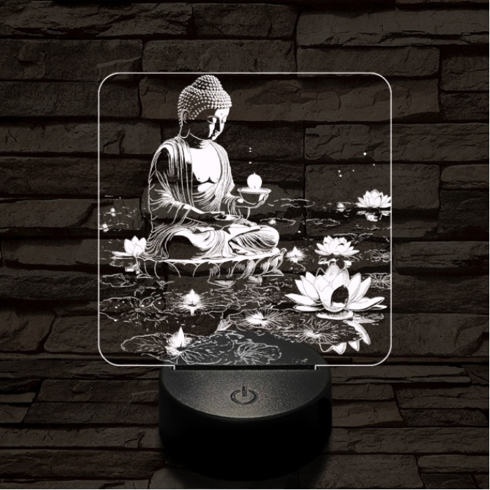 Buddha  fénye 7 színű, színváltós valósághű 3D led lámpa