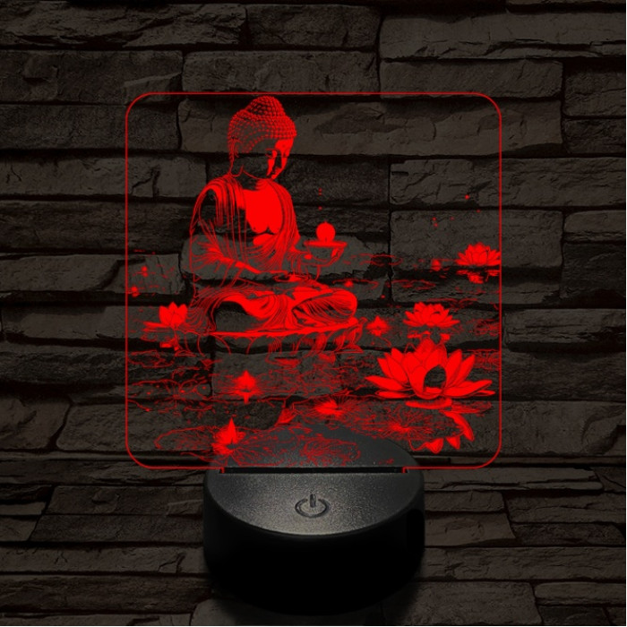 Buddha  fénye 7 színű, színváltós valósághű 3D led lámpa