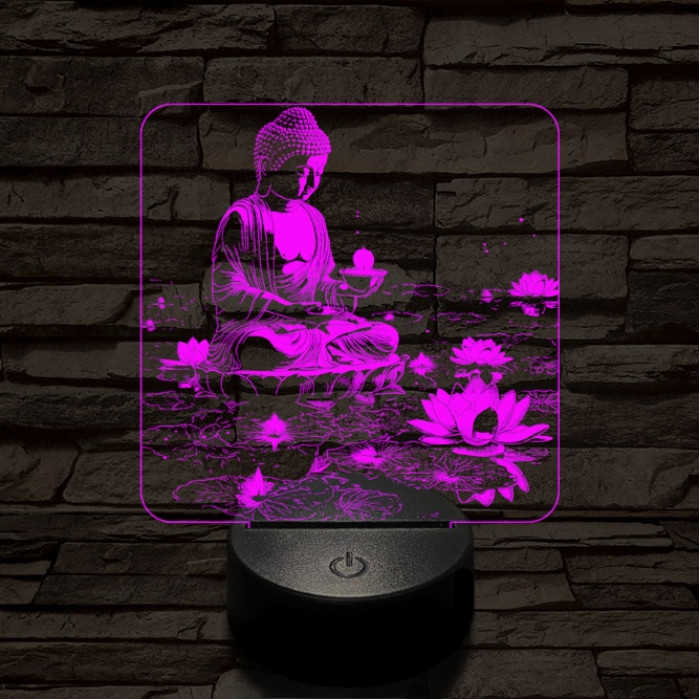 Buddha  fénye 7 színű, színváltós valósághű 3D led lámpa