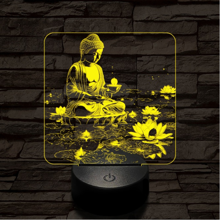 Buddha  fénye 7 színű, színváltós valósághű 3D led lámpa