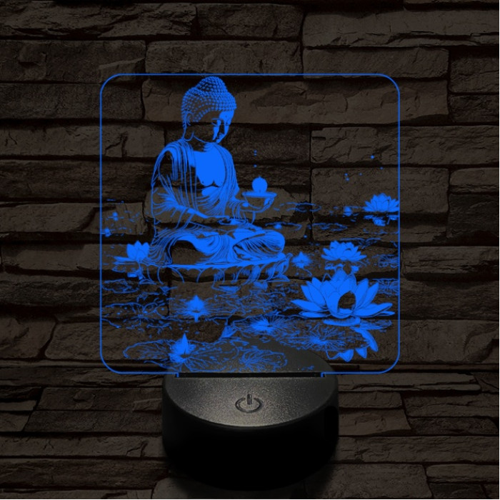 Buddha  fénye 7 színű, színváltós valósághű 3D led lámpa