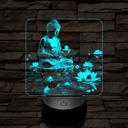 Buddha  fénye 7 színű, színváltós valósághű 3D led lámpa