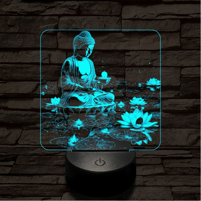Buddha  fénye 7 színű, színváltós valósághű 3D led lámpa