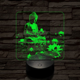 Buddha  fénye 7 színű, színváltós valósághű 3D led lámpa
