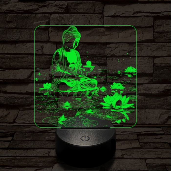 Buddha  fénye 7 színű, színváltós valósághű 3D led lámpa