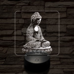 Buddha meditál 7 színű, színváltós valósághű  3D led lámpa