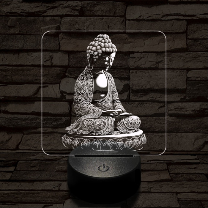 Buddha meditál 7 színű, színváltós valósághű  3D led lámpa