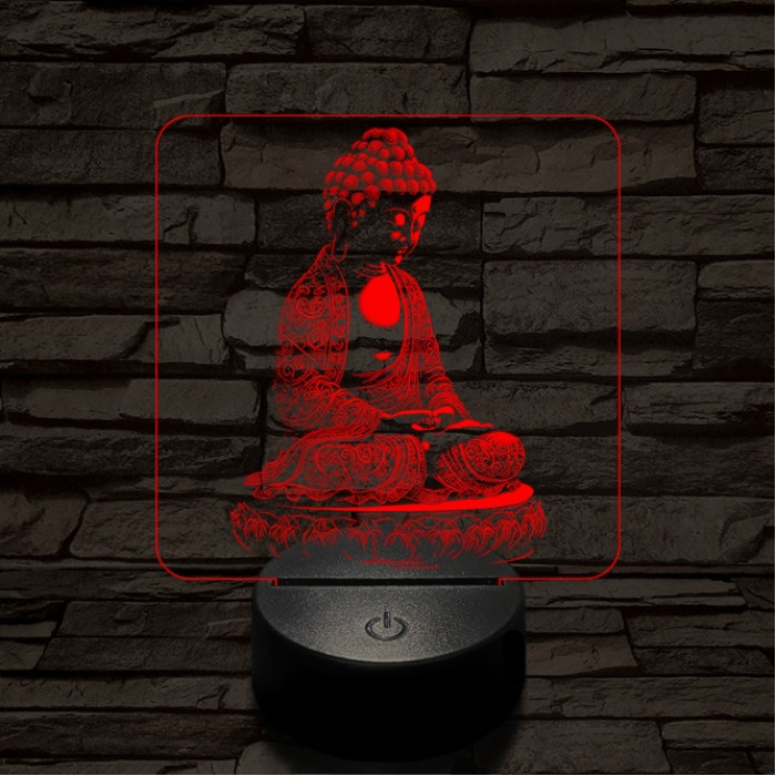 Buddha meditál 7 színű, színváltós valósághű  3D led lámpa