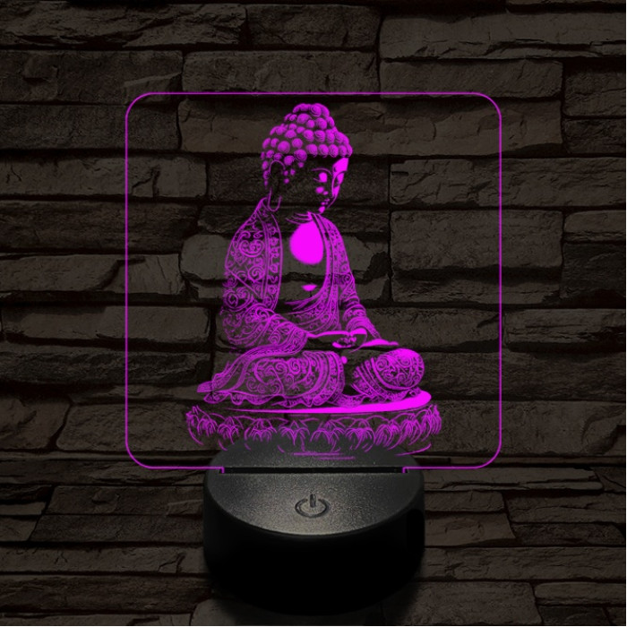 Buddha meditál 7 színű, színváltós valósághű  3D led lámpa