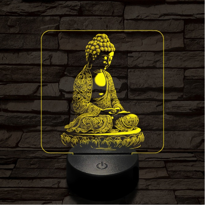 Buddha meditál 7 színű, színváltós valósághű  3D led lámpa