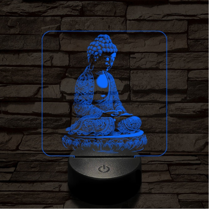 Buddha meditál 7 színű, színváltós valósághű  3D led lámpa