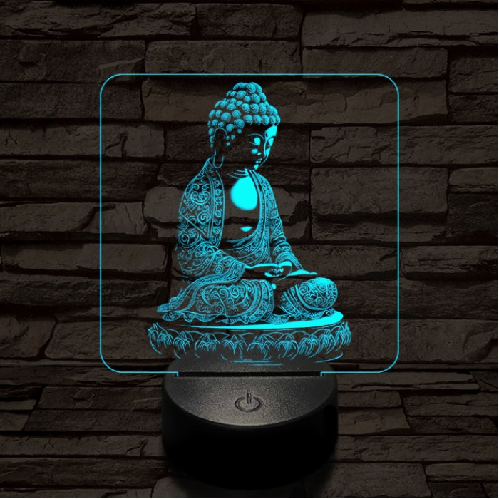 Buddha meditál 7 színű, színváltós valósághű  3D led lámpa