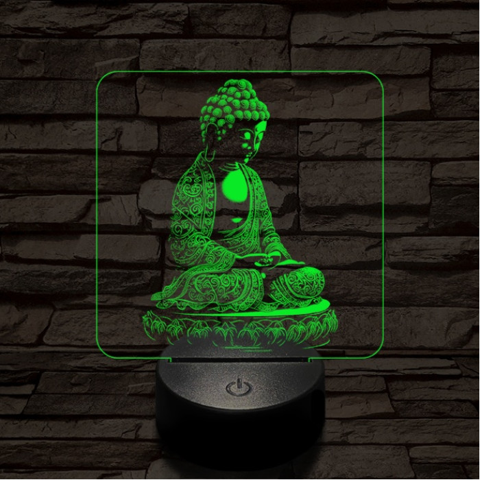 Buddha meditál 7 színű, színváltós valósághű  3D led lámpa