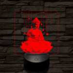 Buddha lótuszon 7 színű, színváltós valósághű 3D led lámpa