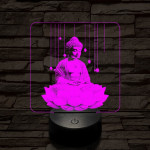 Buddha lótuszon 7 színű, színváltós valósághű 3D led lámpa