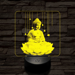 Buddha lótuszon 7 színű, színváltós valósághű 3D led lámpa