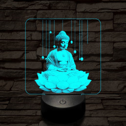 Buddha lótuszon 7 színű, színváltós valósághű 3D led lámpa