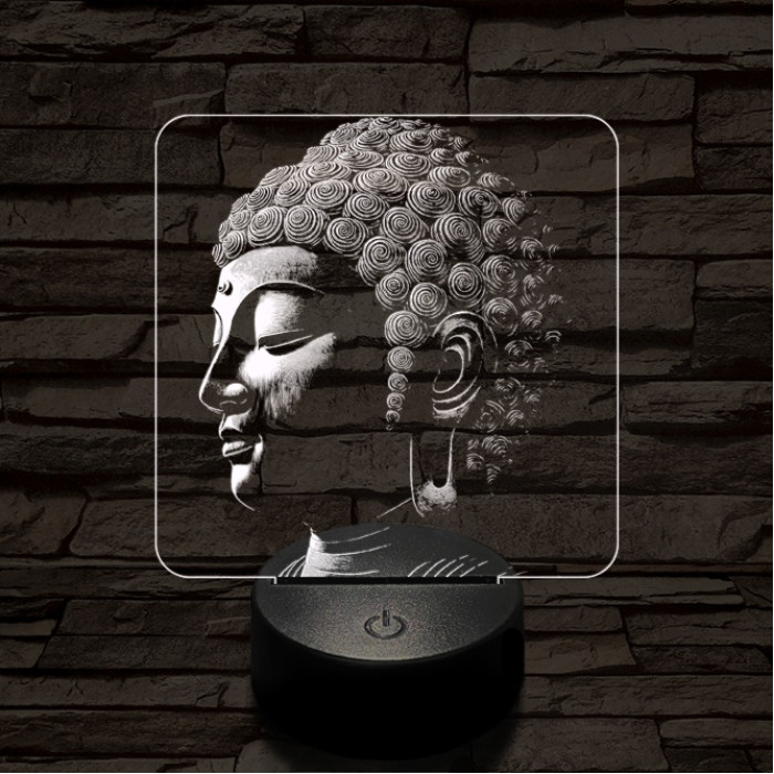 Buddha profil 7 színű valósághű 3D led lámpa