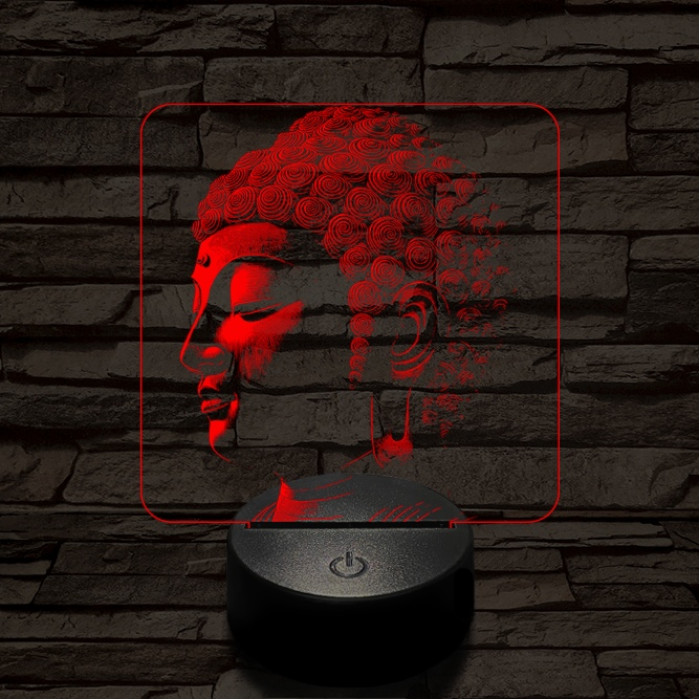 Buddha profil 7 színű valósághű 3D led lámpa