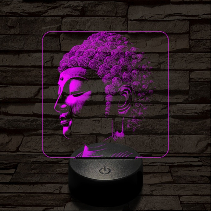 Buddha profil 7 színű valósághű 3D led lámpa