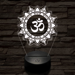 OM mandala 7 színű  3D led lámpa