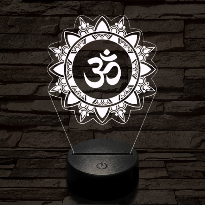 OM mandala 7 színű  3D led lámpa