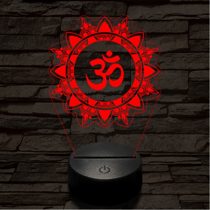 OM mandala 7 színű  3D led lámpa