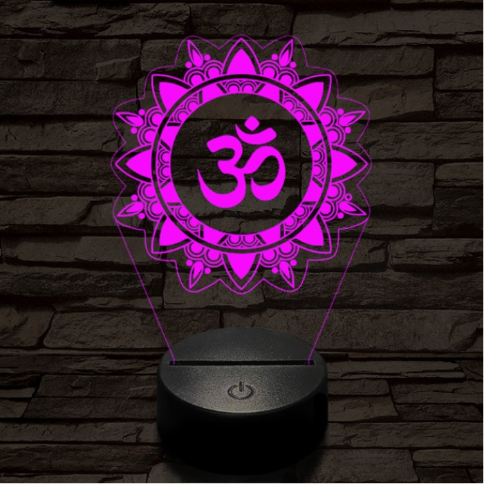 OM mandala 7 színű  3D led lámpa