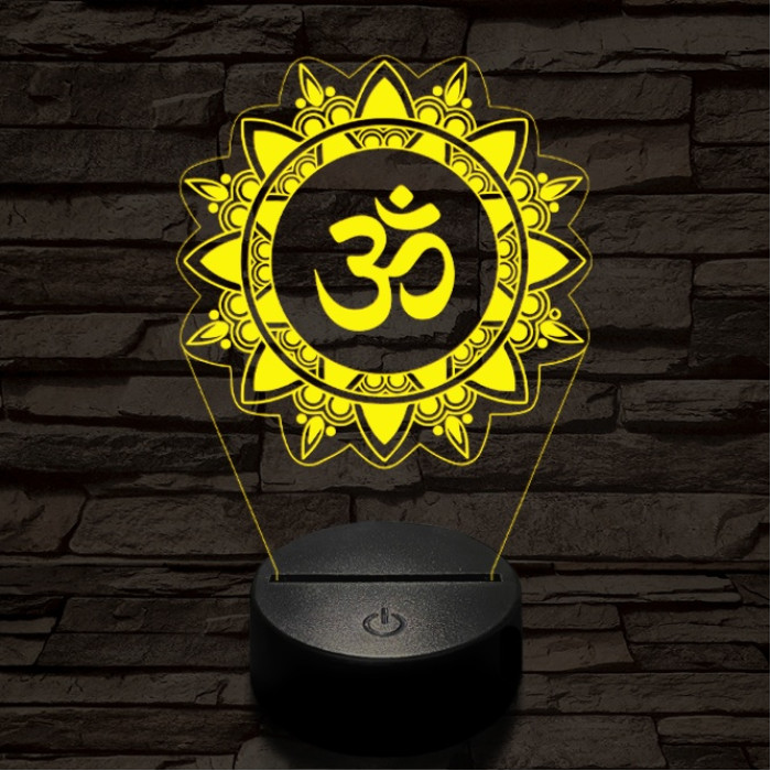 OM mandala 7 színű  3D led lámpa