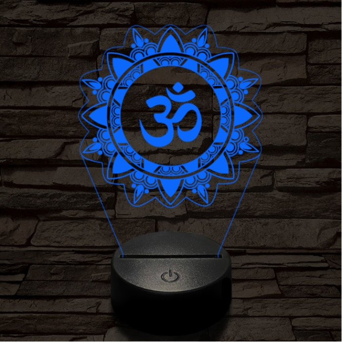 OM mandala 7 színű  3D led lámpa