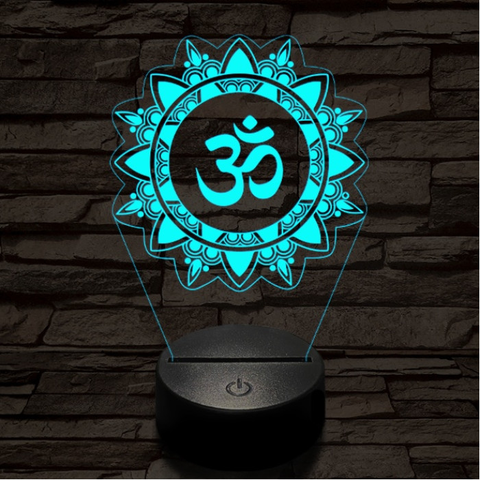 OM mandala 7 színű  3D led lámpa