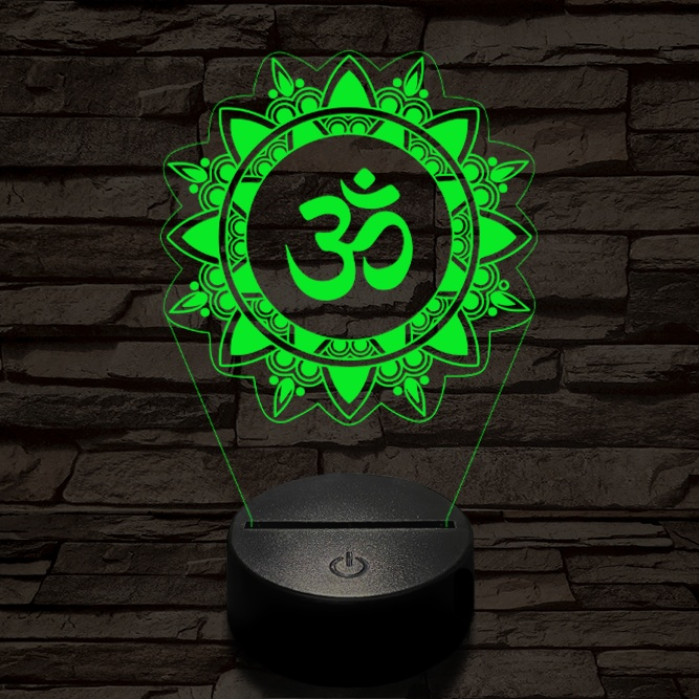 OM mandala 7 színű  3D led lámpa