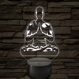 Meditáló szerzetes - 7 színű. színváltós 3D led lámpa