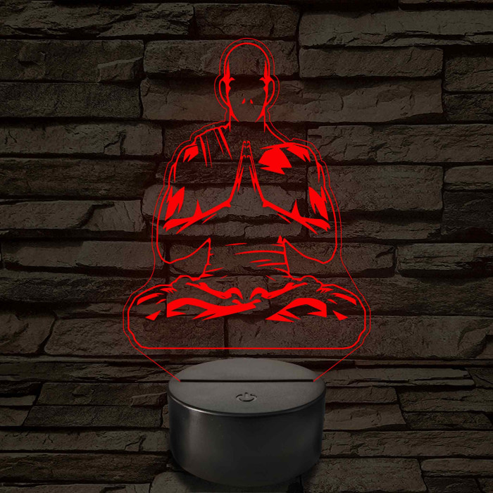 Meditáló szerzetes - 7 színű. színváltós 3D led lámpa