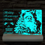 Karácsonyi képeslap egyedi családi névvel személyre szabott 20 cm fa talppal 7 színű 3D led lámpa