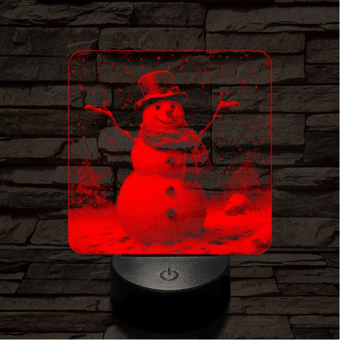 Ünneplő hóember 7 színű valósághű 3D led lámpa