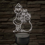 Grincs ajándékos zsákkal – 7 színű, színváltós 3D LED lámpa