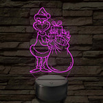 Grincs ajándékos zsákkal – 7 színű, színváltós 3D LED lámpa