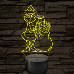 Grincs ajándékos zsákkal – 7 színű, színváltós 3D LED lámpa