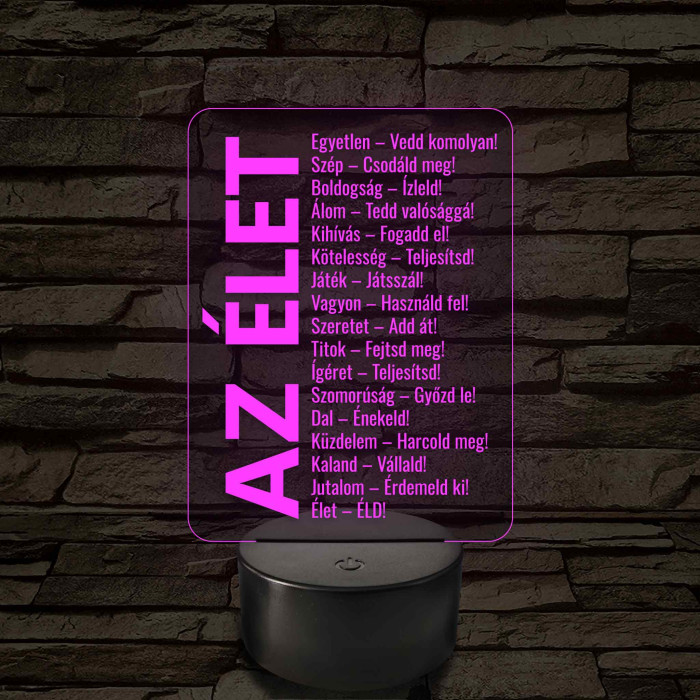 Az élet – 7 színű, színváltós LED lámpa