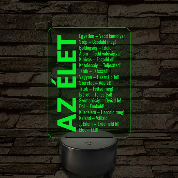 Az élet – 7 színű, színváltós LED lámpa