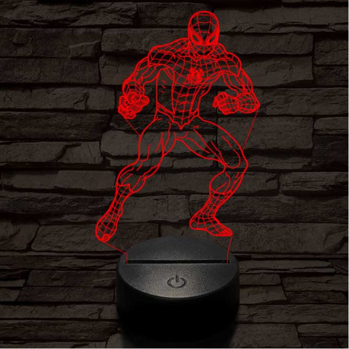 Támadó pókember 7 színű 3D led lámpa